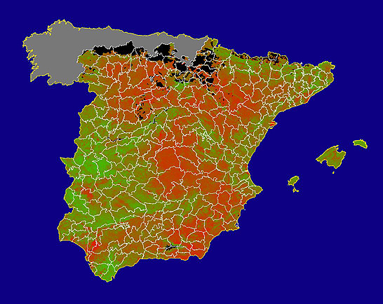 Imagen de NDVI medio mensual: Índices de vegetación medios del mes