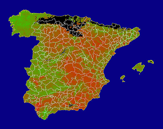 Imagen de NDVI medio mensual: Índices de vegetación medios del mes