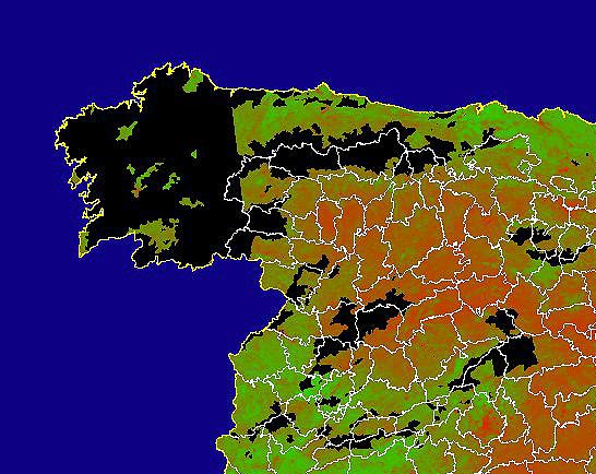 Imagen de NDVI medio mensual: Índices de vegetación medios del mes - Noroeste