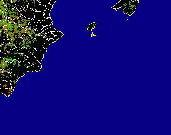 Imagen de NDVI medio secano: Índices de vegetación medios del mes para las zonas de cultivos de secano y pastizales