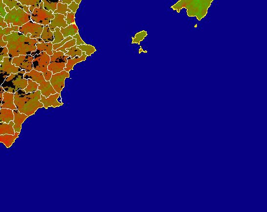 Imagen de NDVI medio mensual: Índices de vegetación medios del mes - Sureste