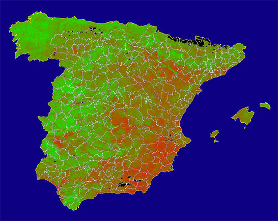 Imagen de NDVI medio mensual: Índices de vegetación medios del mes