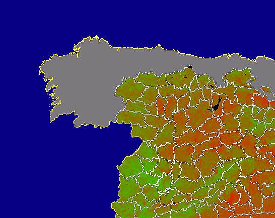 Imagen de NDVI medio mensual: Índices de vegetación medios del mes - Noroeste