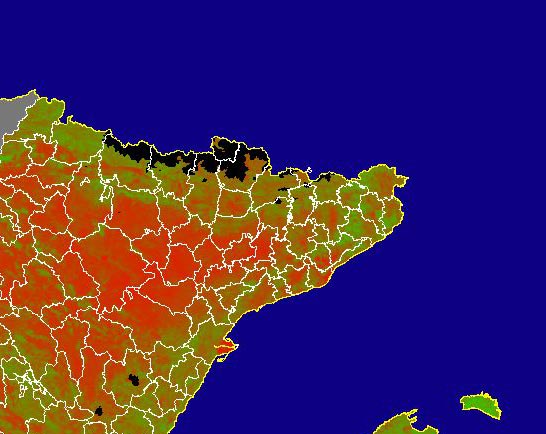 Imagen de NDVI medio mensual: Índices de vegetación medios del mes - Noreste