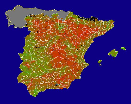 Imagen de NDVI medio mensual: Índices de vegetación medios del mes