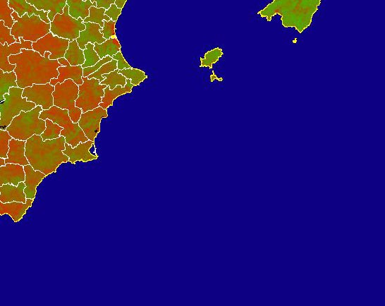 Imagen de NDVI medio mensual: Índices de vegetación medios del mes - Sureste