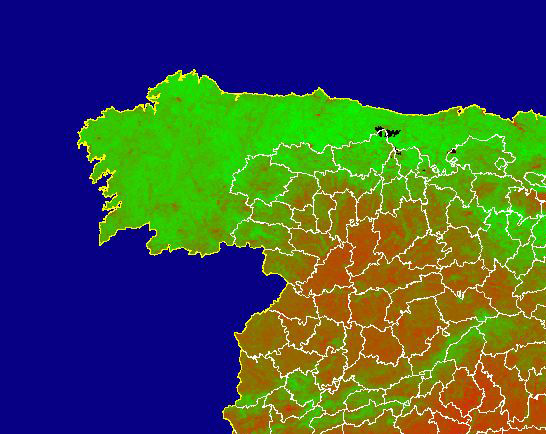 Imagen de NDVI medio mensual: Índices de vegetación medios del mes