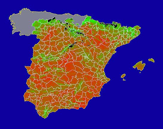 Imagen de NDVI medio mensual: Índices de vegetación medios del mes