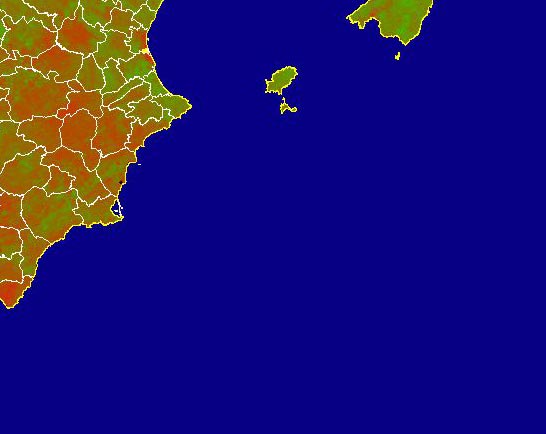 Imagen de NDVI medio mensual: Índices de vegetación medios del mes - Sureste