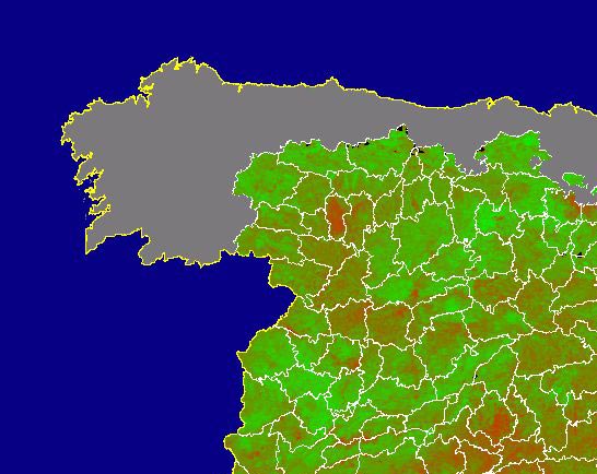 Imagen del NDVI medio mensual: Índices de vegetación medios del mes