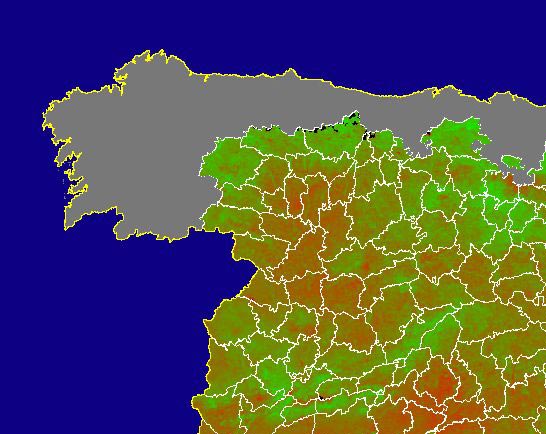 Imagen del NDVI medio mensual: Índices de vegetación medios del mes