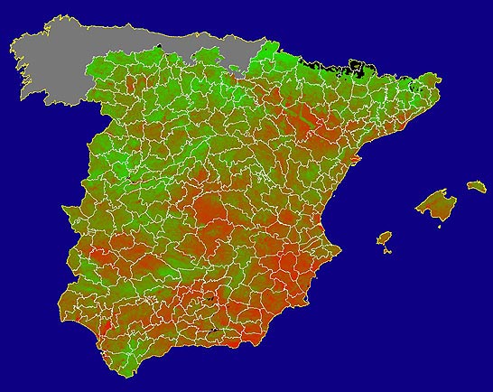 Imagen del NDVI medio mensual: Índices de vegetación medios del mes