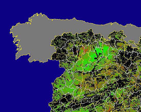 Imagen de Diferencias NDVI: Comparativa entre los índices de vegetación del mes de Enero del año actual y los de la media histórica - Noroeste