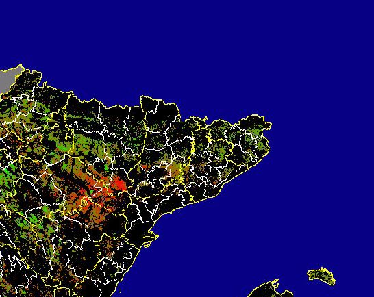 Imagen de Diferencias NDVI: Comparativa entre los índices de vegetación del mes de Enero del año actual y los de la media histórica - Noreste