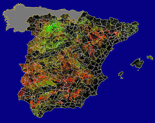 Imagen de Diferencias NDVI: Comparativa entre los índices de vegetación del mes de Enero del año actual y los de la media histórica