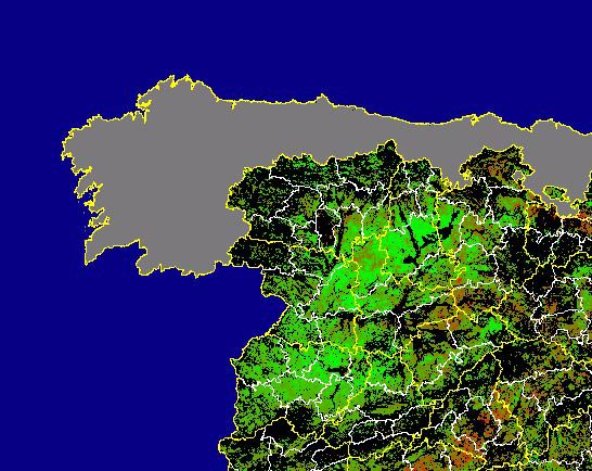 Imagen de Diferencias NDVI: Comparativa entre los índices de vegetación del mes de Enero del año actual y los de la media histórica - Noroeste