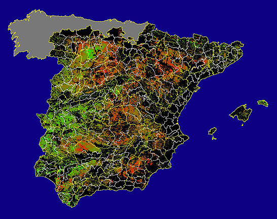 Imagen de Diferencias NDVI: Comparativa entre los índices de vegetación del mes de Enero del año actual y los de la media histórica