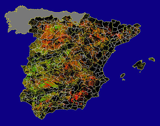 Imagen de Diferencias NDVI: Comparativa entre los índices de vegetación del mes de Febrero del año actual y los de la media histórica