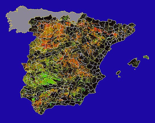 Imagen de Diferencias NDVI: Comparativa entre los índices de vegetación del mes de Febrero del año actual y los de la media histórica