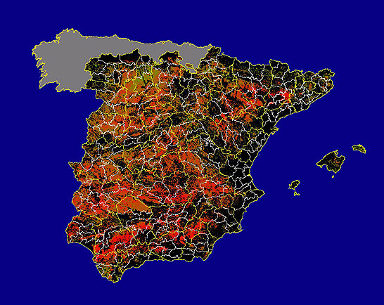 Imagen de Diferencias NDVI: Comparativa entre los índices de vegetación del mes de Marzo del año actual y los de la media histórica