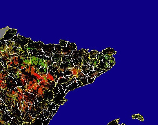 Imagen de Diferencias NDVI: Comparativa entre los índices de vegetación del mes de Mayo del año actual y los de la media histórica