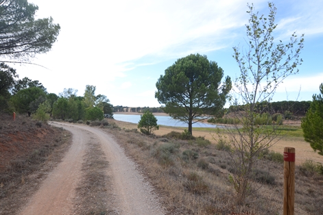 Típico paisaje del camino mientras va bordeando el embalse de Alarcón