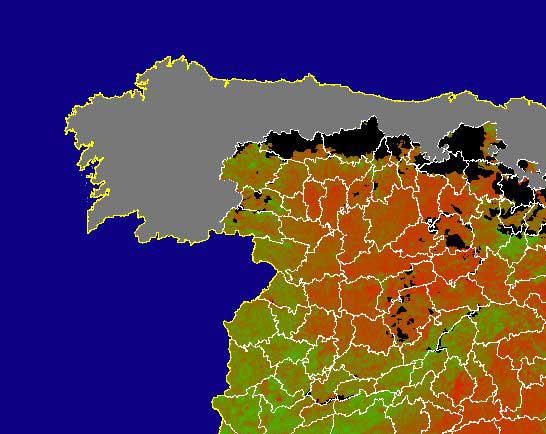 Imagen de NDVI medio mensual: Índices de vegetación medios del mes - Noroeste