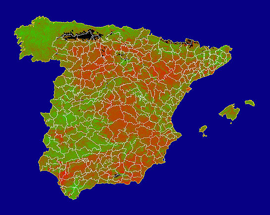 Imagen de NDVI medio mensual: Índices de vegetación medios del mes