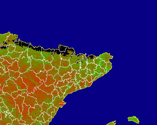 Imagen de NDVI medio mensual: Índices de vegetación medios del mes - Noreste