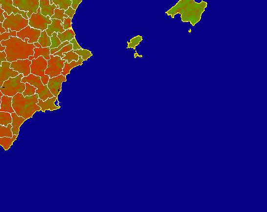 Imagen de NDVI medio mensual: Índices de vegetación medios del mes - Sureste