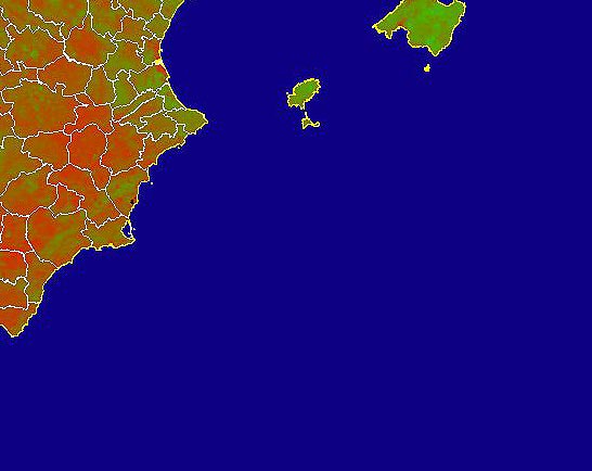 Imagen de NDVI medio mensual: Índices de vegetación medios del mes - Sureste