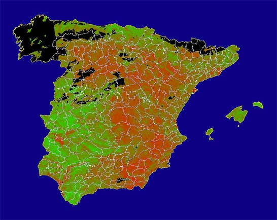 Imagen de NDVI medio mensual: Índices de vegetación medios del mes