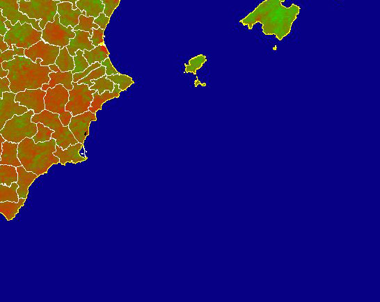 Imagen de NDVI medio mensual: Índices de vegetación medios del mes - Sureste