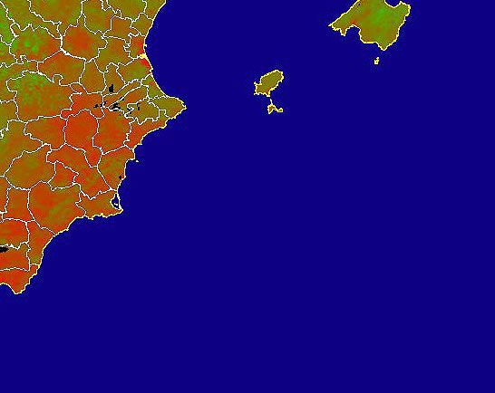 Imagen de NDVI medio mensual: Índices de vegetación medios del mes - Sureste