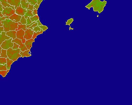 Imagen de NDVI medio mensual: Índices de vegetación medios del mes - Sureste