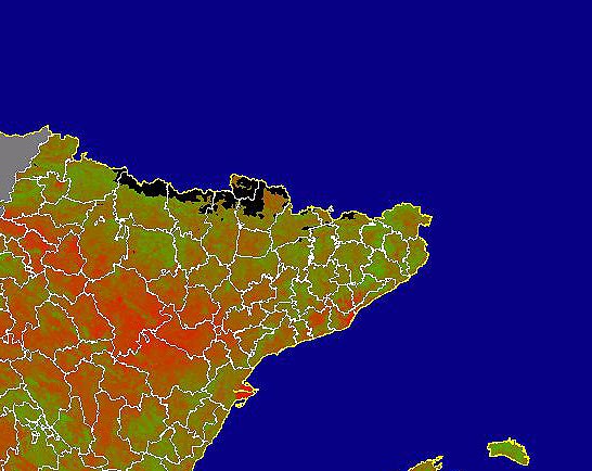 Imagen de NDVI medio mensual: Índices de vegetación medios del mes - Noreste