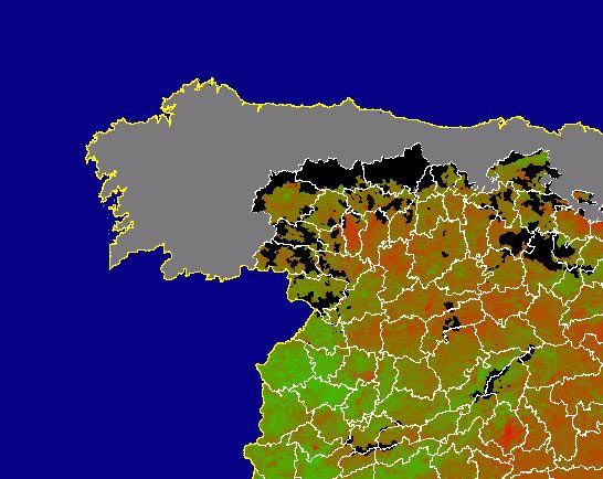 Imagen de NDVI medio mensual: Índices de vegetación medios del mes - Noroeste