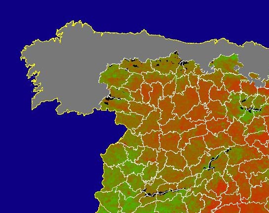 Imagen de NDVI medio mensual: Índices de vegetación medios del mes - Noroeste