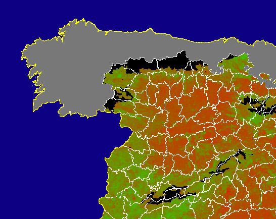 Imagen de NDVI medio mensual: Índices de vegetación medios del mes - Noroeste