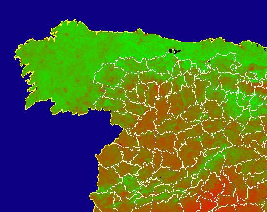 Imagen de NDVI medio mensual: Índices de vegetación medios del mes