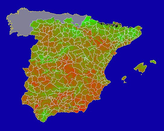 Imagen del NDVI medio mensual: Índices de vegetación medios del mes