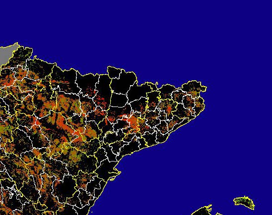 Imagen de Diferencias NDVI: Comparativa entre los índices de vegetación del mes de Febrero del año actual y los de la media histórica - Noreste