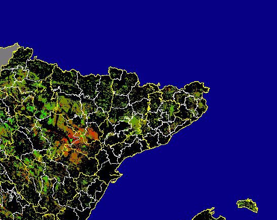 Imagen de Diferencias NDVI: Comparativa entre los índices de vegetación del mes de Mayo del año actual y los de la media histórica