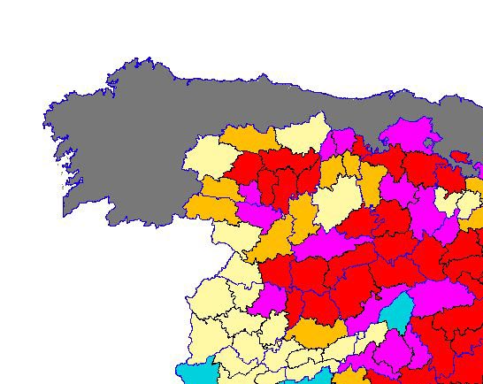 Imagen de las Diferencias comarcales: Diferencias medias relativas de los índices de vegetación acumulados del año actual y los de la media histórica, por comarca agraria